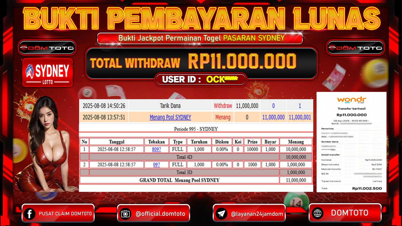 🔥🔥 JACKPOT TOGEL PASARAN SYDNEY 08 AGUSTUS 2025 🔥🔥 SELAMAT KEPADA PEMENANG ID : OCKXXXX